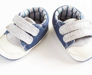 Pair of children's shoes on a white background